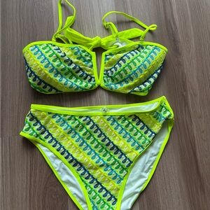 Neon Yellow Patterned Women’s Bikini Set